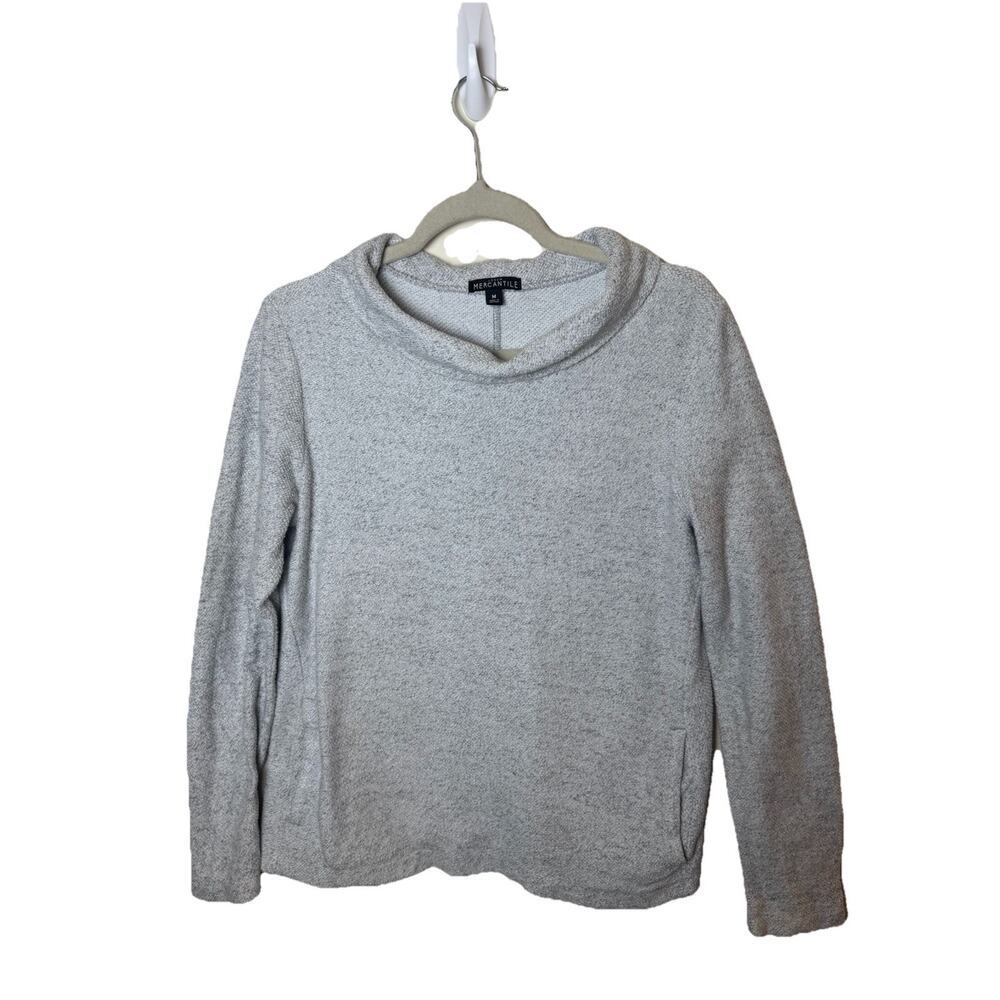J Crew Mercantile Pullover Sweater Women Medium Gray Cowl Neck Pockets Casual